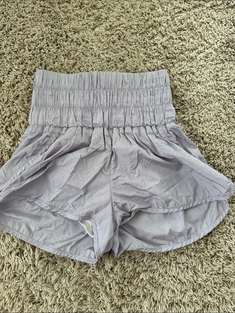 Free People Movement Women's Lavender High-Waist Smocked Shorts XS